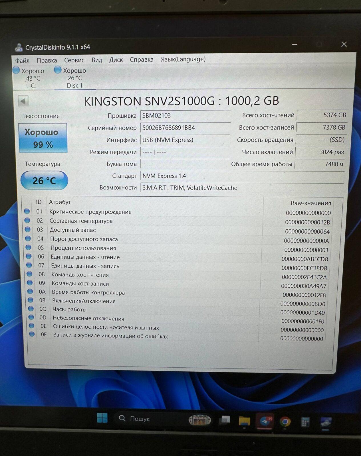 SSD M.2 PCIe 4 Kingston NVMe Wibrand 1TB — фото 3