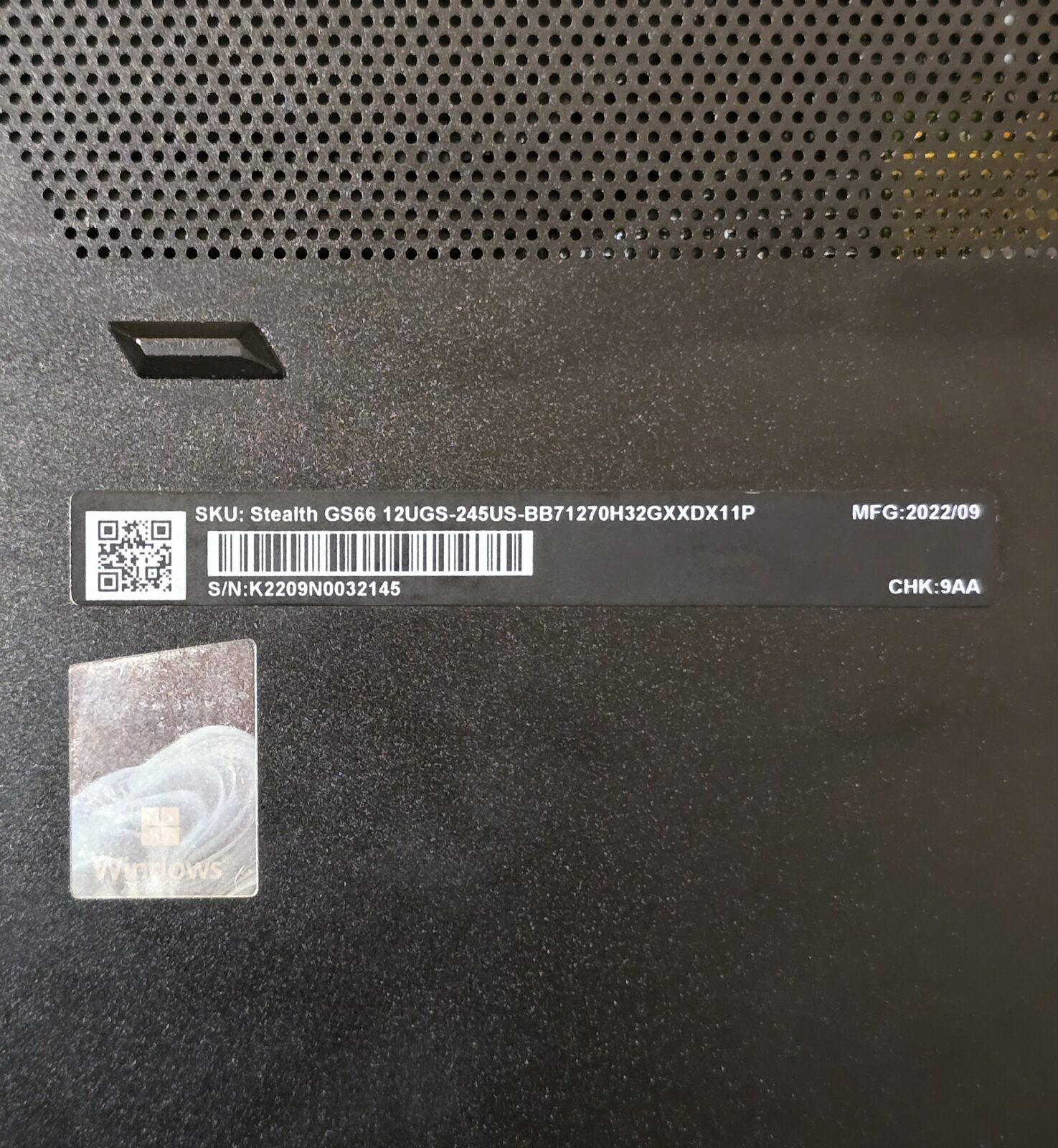 MSI Stealth GS66 12UGS-245US i7-12700H RTX 3070 Ti — фото 10