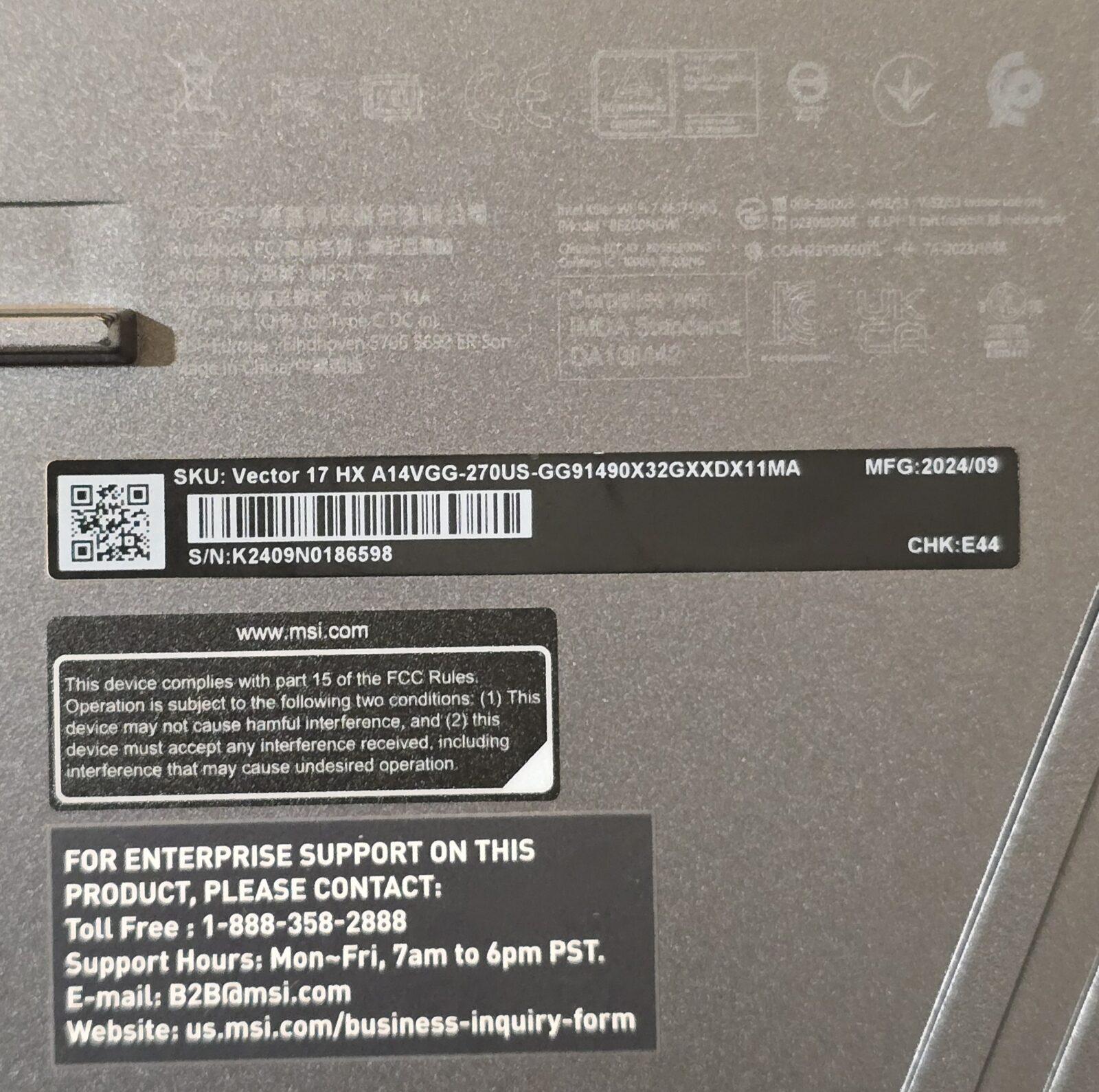 MSI Vector A17 HX A14VGG / i9-14900HX / RTX 4070 / 16GB / 1TB / 17″ 2K 240Hz — фото 8
