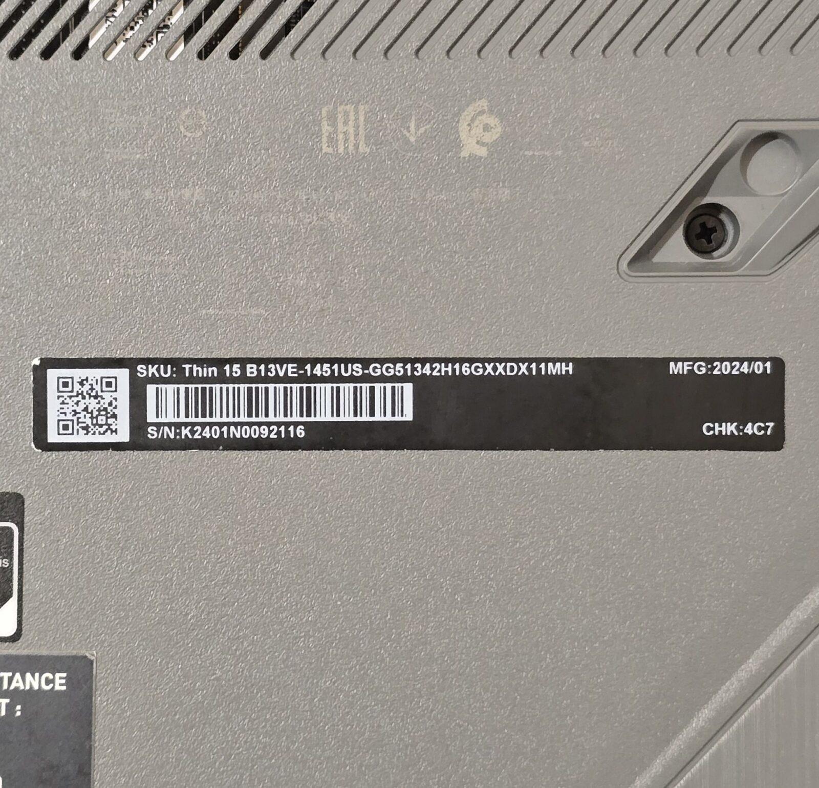 MSI Thin 15 B13VE — i5-13420H / RTX 4050 / 16 ГБ / 500 ГБ — фото 8