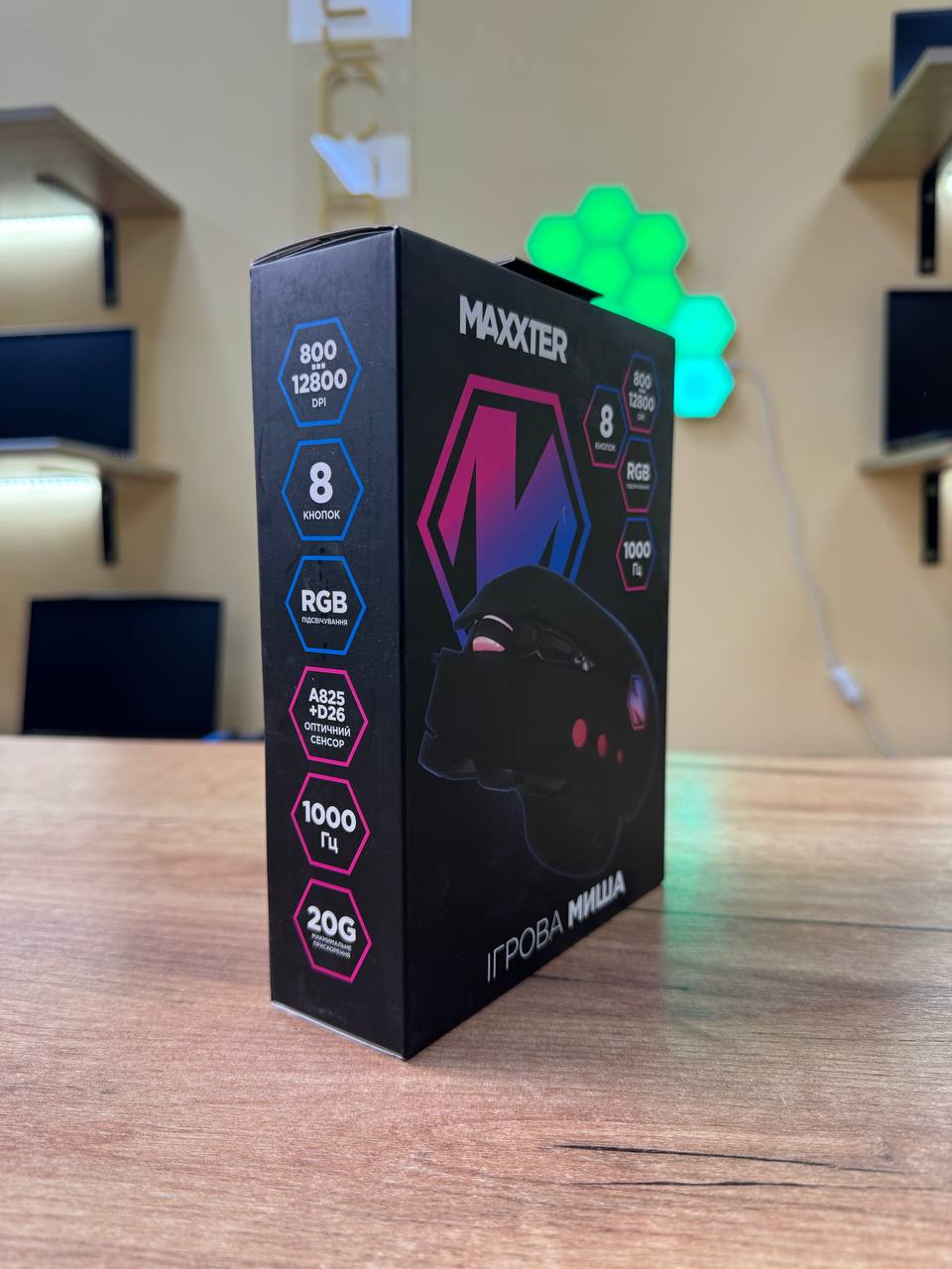 Мишка Maxxter McG-9B-I825 Black USB, 12800 DPI, RGB, 9 кнопок — фото 2